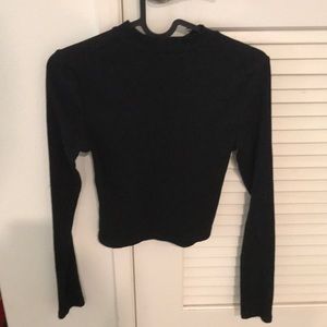 Black mock neck long sleeve top